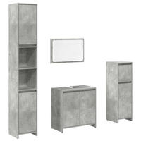 BADMÖBEL-SET 4-TLG. Betongrau Holzwerkstoff - Grau, Holzwerkstoff (30/183.5/90cm) - vidaXL