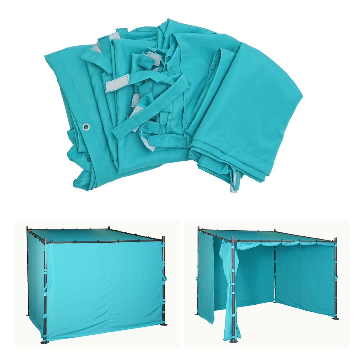 SEITENWAND PERGOLA Türkis - Türkis, Textil (293/275/293cm) - MCW