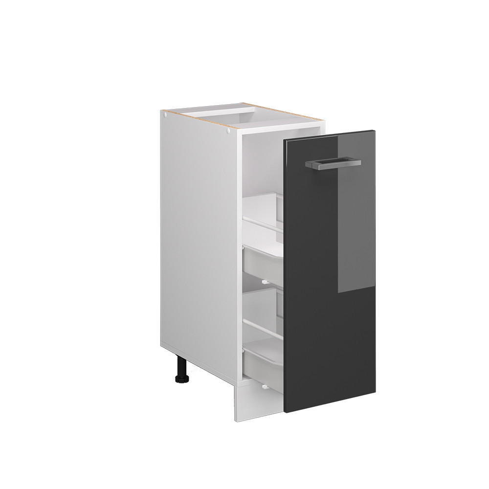 APOTHEKERSCHRANK R-Line Anthrazit Hochglanz 30 cm ohne AP - Schwarz Hochglanz/Anthrazit, Holzwerkstoff (30/81.6/46cm) - Vicco