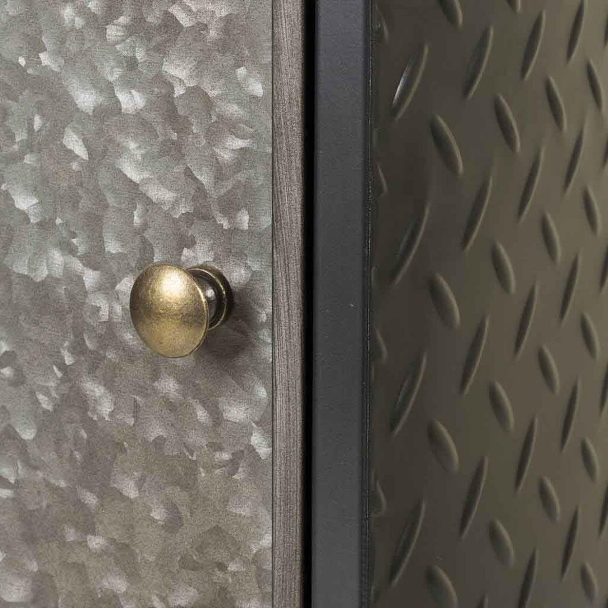 NACHTTISCH aus Metall und Holz, braun, 37x24x57cm - Grau, Metall (37/56.5/23.5cm) - Wanderlust