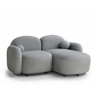 ECKSOFA Bahama Hellgrau Samtstoff - Blaugrau/Schwarz, Holz/Holzwerkstoff (190/146cm) - Maison de Reve