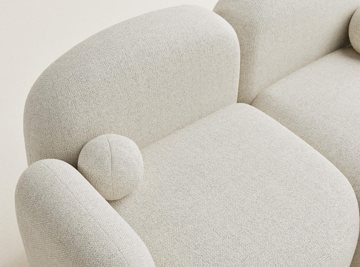 ECKSOFA Bahama Creme Webstoff - Creme/Schwarz, Holz/Holzwerkstoff (190/146cm) - Maison de Reve