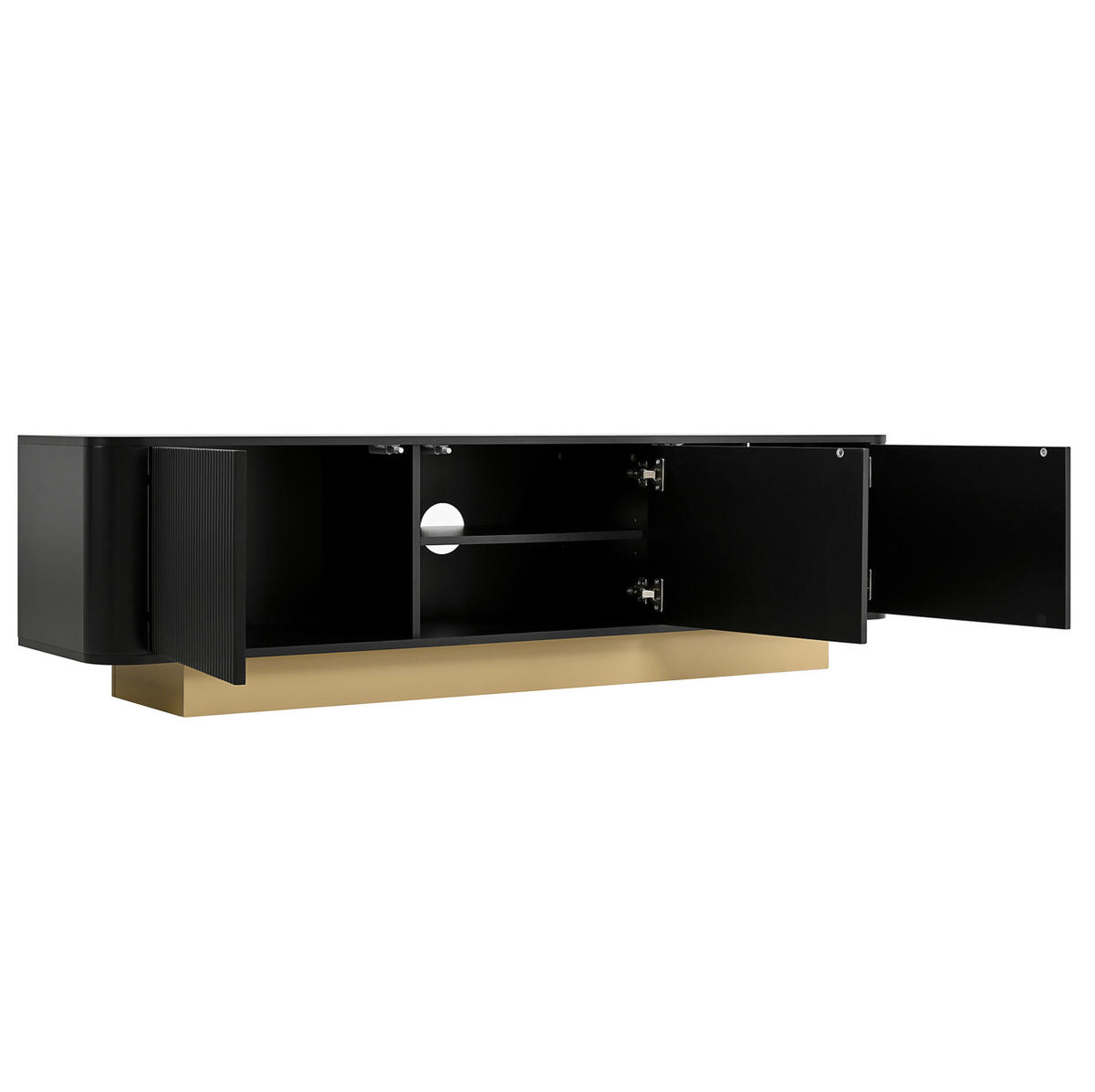 TV-LOWBOARD 170/40,5/47 cm Schwarz aus MDF und Holzwerkstoff mit Kabelmanagement - Schwarz, Holzwerkstoff (170/47/40.5cm) - OKWISH