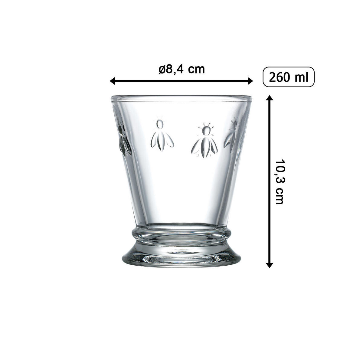 WASSERGLÄSER Biene Abeille transparent 260 ml 6er Set - Transparent, Glas (0.26L) - La Rochère