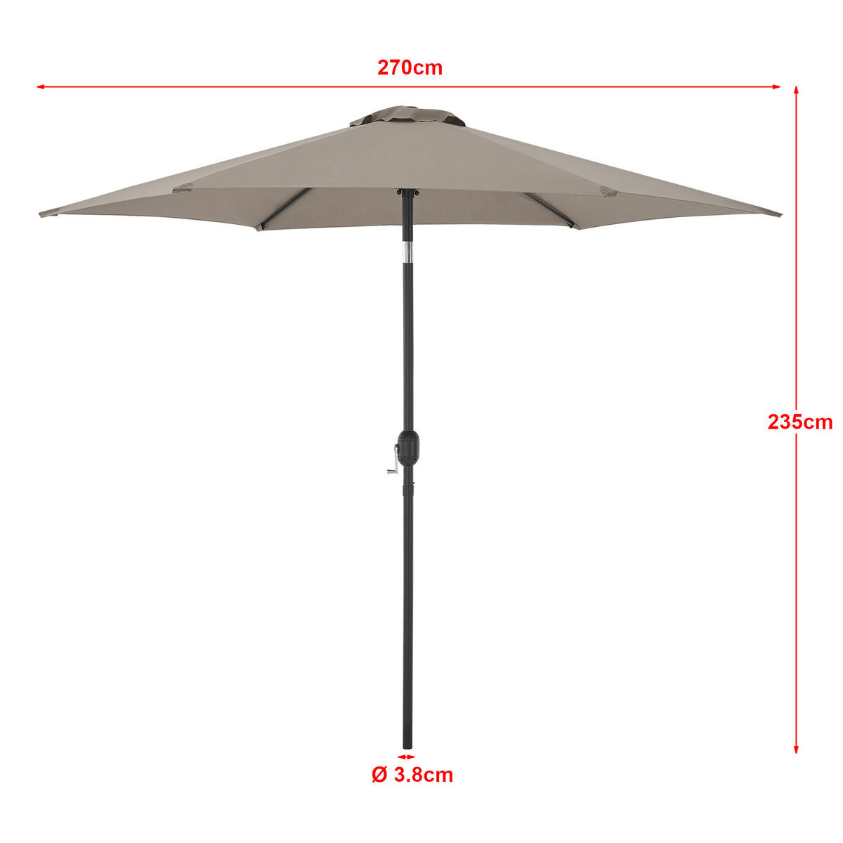 SONNENSCHIRM Altino - Beige, Textil/Metall (270/270cm) - casa.pro