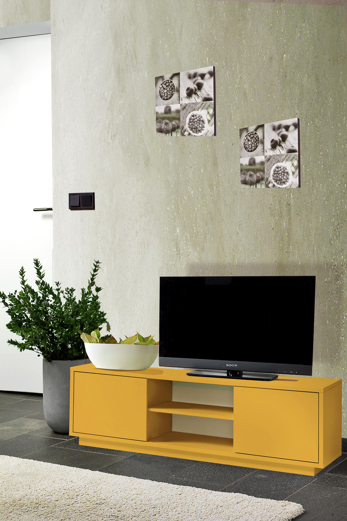 TV-LOWBOARD Eyecatcher farbige HiFi-Kommode mit zwei Türen und zwei Fächern - Orange, Holzwerkstoff (140/45/38cm) - Aileenstore