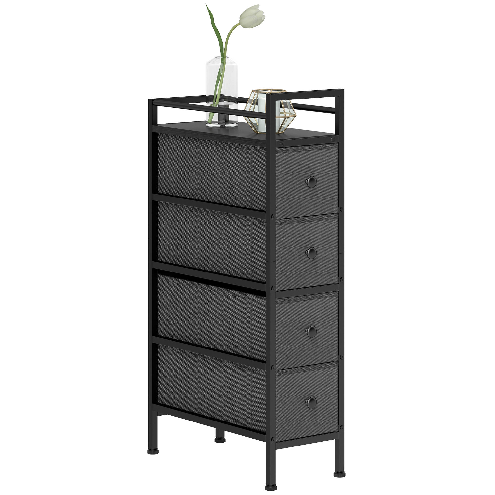 KOMMODE Schwarz 20/43/81,5 cm - Schwarz, Metall (20/81.5/43cm) - PANGIVO
