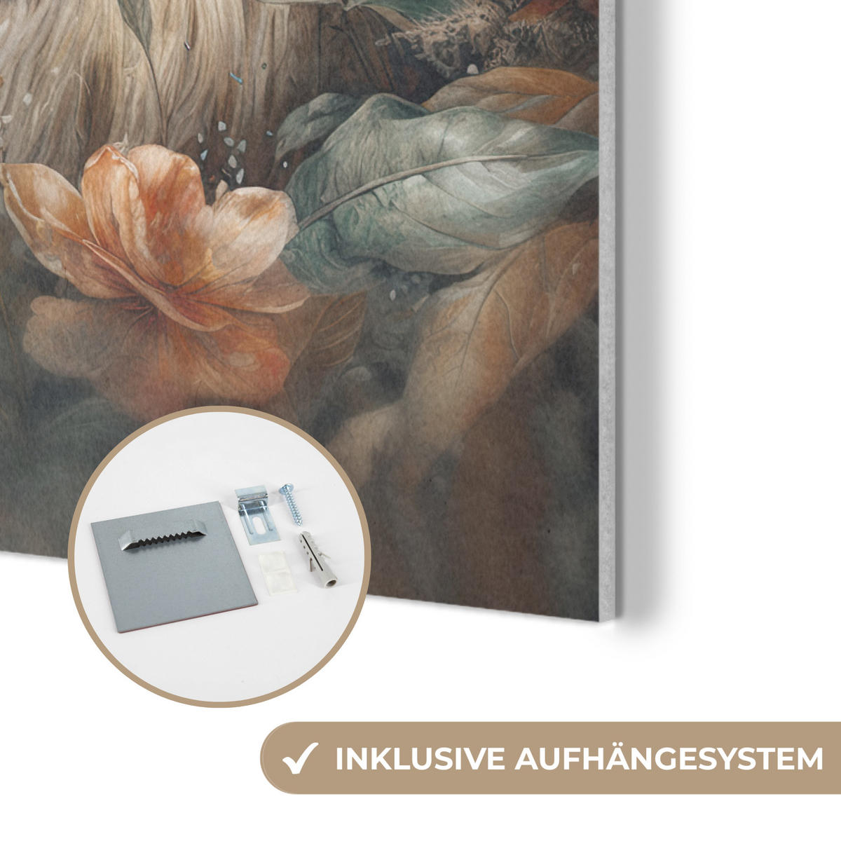 AKUSTIKPANEEL Löwe - Wildtiere - Pflanzen - Natur - Blumen 60x80 cm - Beige, Textil (60/0.9/80cm) - MuchoWow
