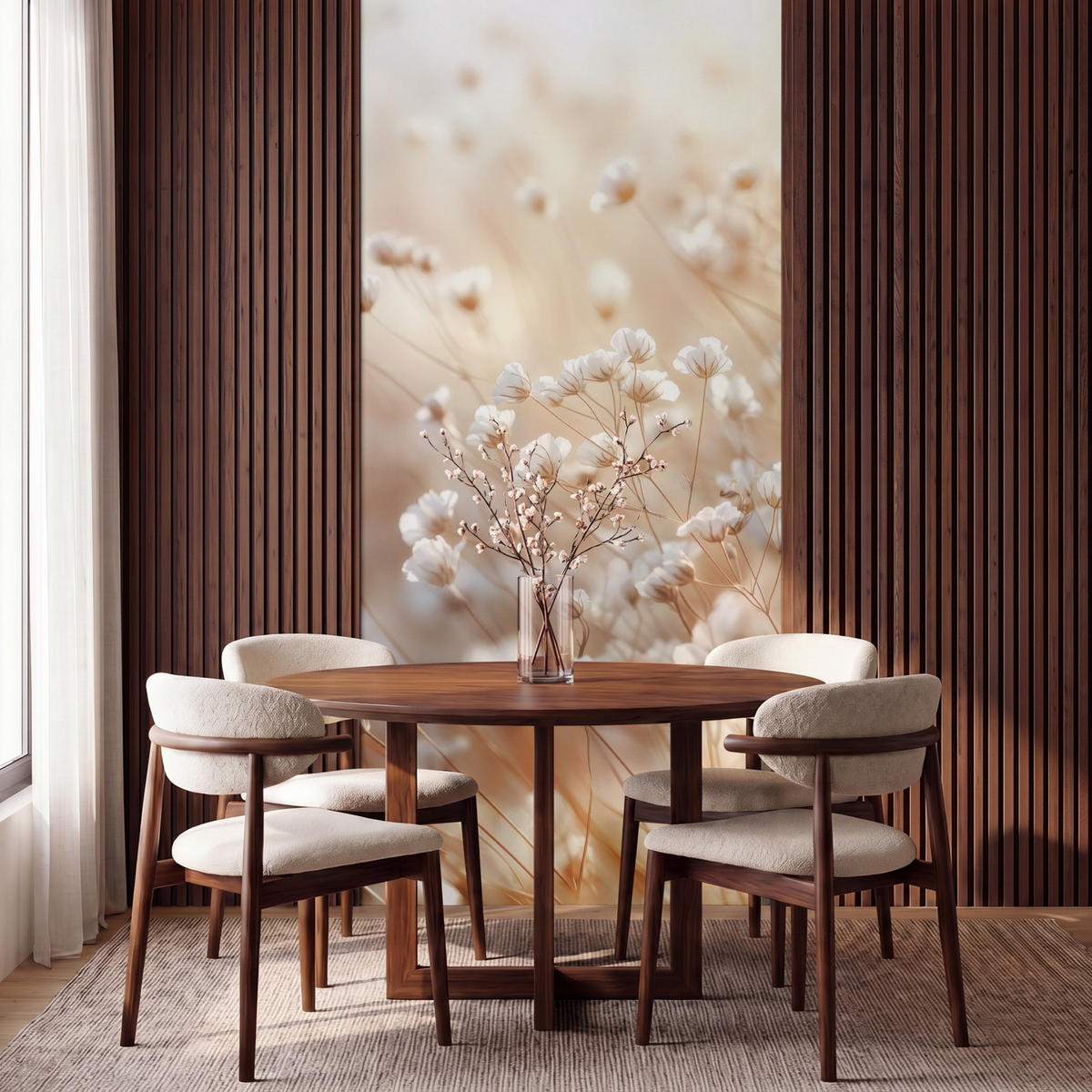 TAPETE - Wild - Blumen - Weiß - 140x260 cm - Creme, Papier (140/260cm) - OnlyWow