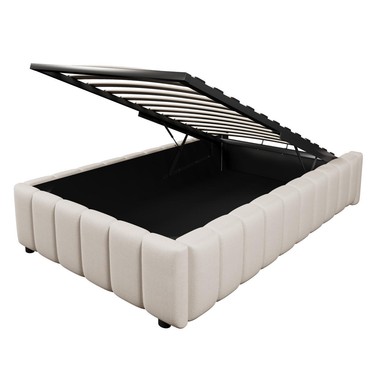 POLSTERBETT mit Bettkasten 90/200 cm ohne Kopfteil in Beige - Beige, Textil (90/200cm) - BEAOK