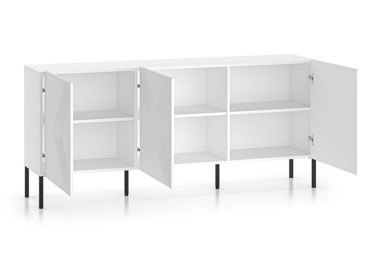 SIDEBOARD Clearing weiß / schwarz 170 / 37 / 77cm (einzelne Füße) - Schwarz/Weiß, Holz/Holzwerkstoff (170/77/37cm) - Feldmann-Wohnen