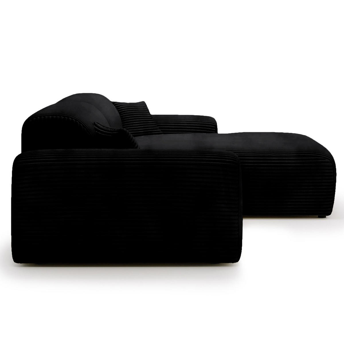 ECKSOFA mit Longchair - Cord - Schwarz, Kunststoff/Textil (284/178cm) - home24