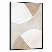 LEINWAND Bilder mit Rahmen - Braun - Japandi - Abstrakt - 50x70 - Sandfarben, Textil (50/70cm) - MuchoWow