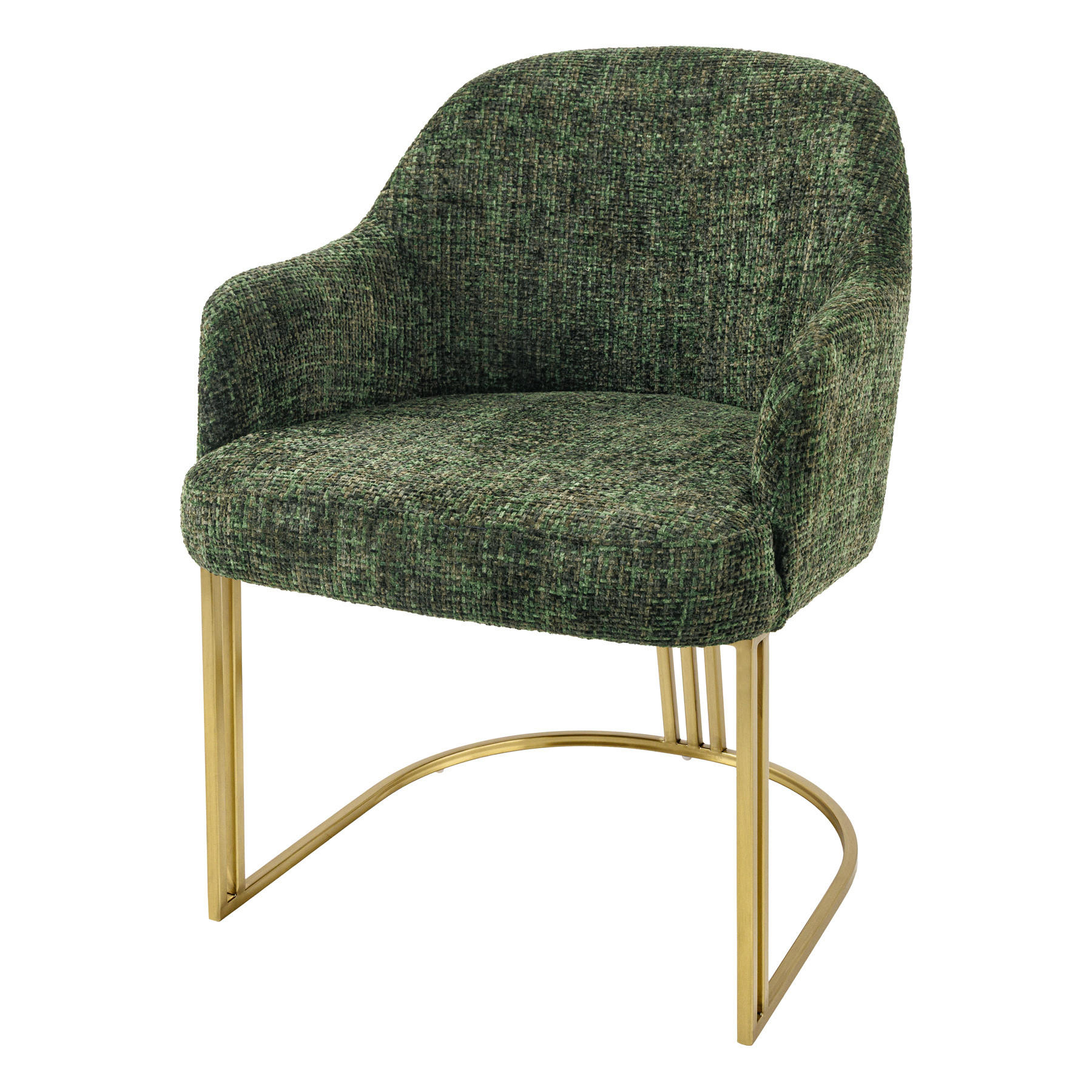 STUHL EXTRAVAGANCIA Chenille Dunkelgrün 80 cm - Goldfarben/Grün, Kunststoff/Metall (60/81/63cm) - riess-ambiente