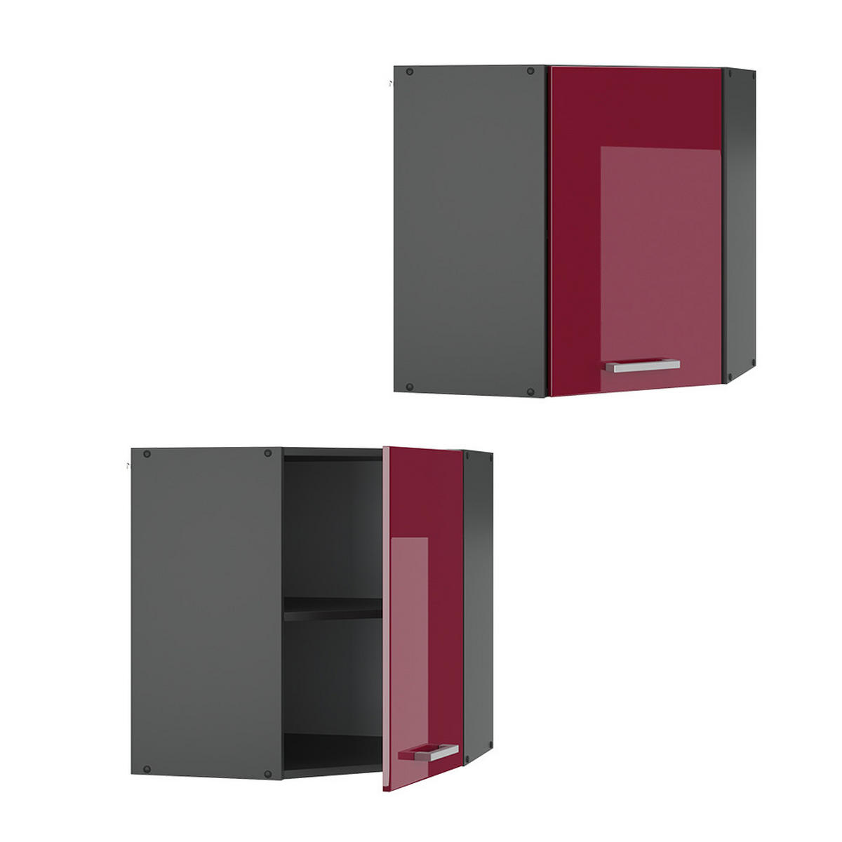 ECKHÄNGESCHRANK R-Line Rot Hochglanz 57 cm - Bordeaux/Anthrazit, Holzwerkstoff (57/60/34.1cm) - Vicco