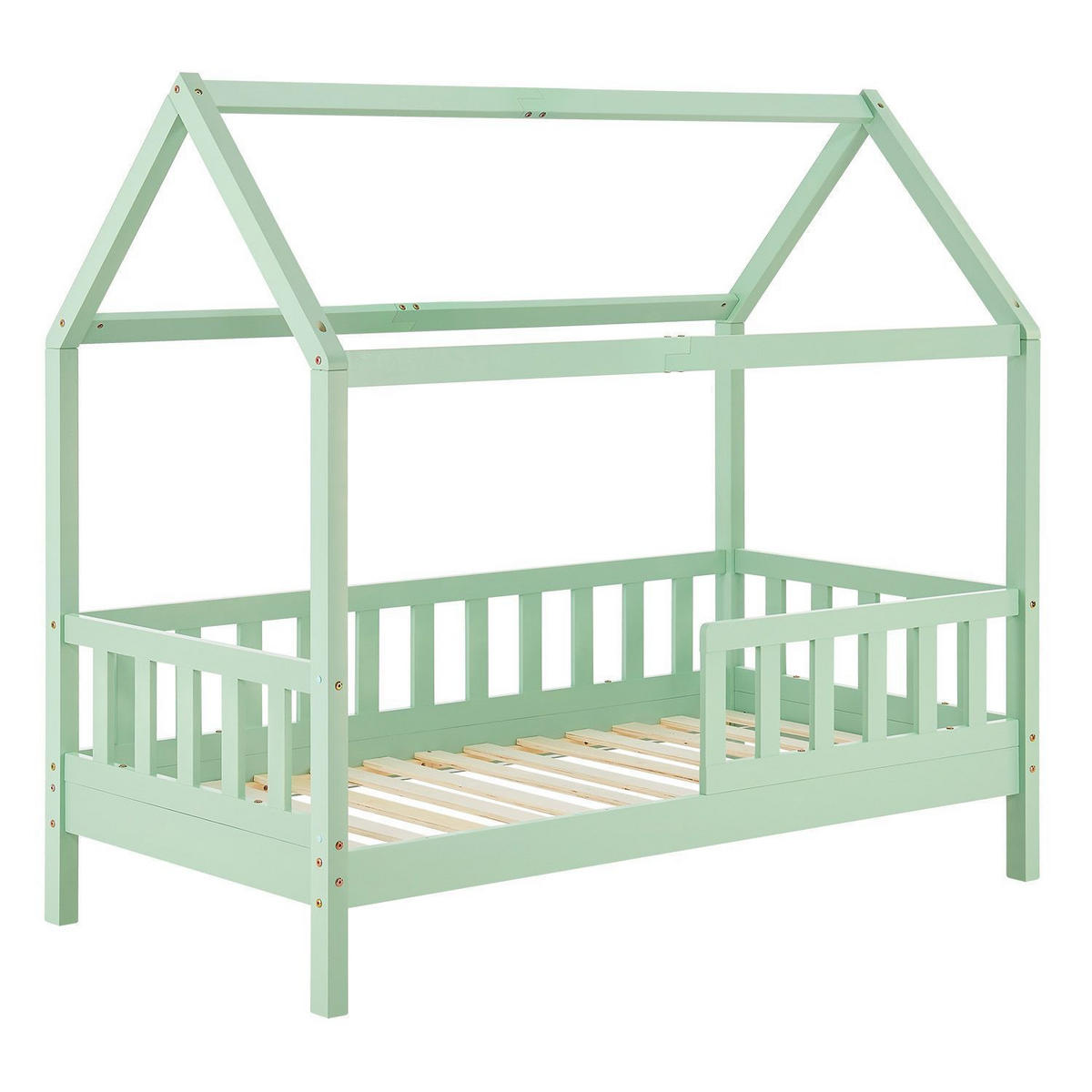 KINDERBETT Marli mit Matratze und Bettkasten mint 90x200 cm - Mintgrün, Holz (90/200cm) - Juskys