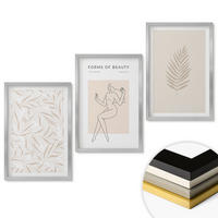 WANDBILDER 3er Set - 40x60 cm Silberner Rahmen - Minimalistische botanische Motive - Silberfarben, Kunststoff (40/60cm) - ArtPrintCave