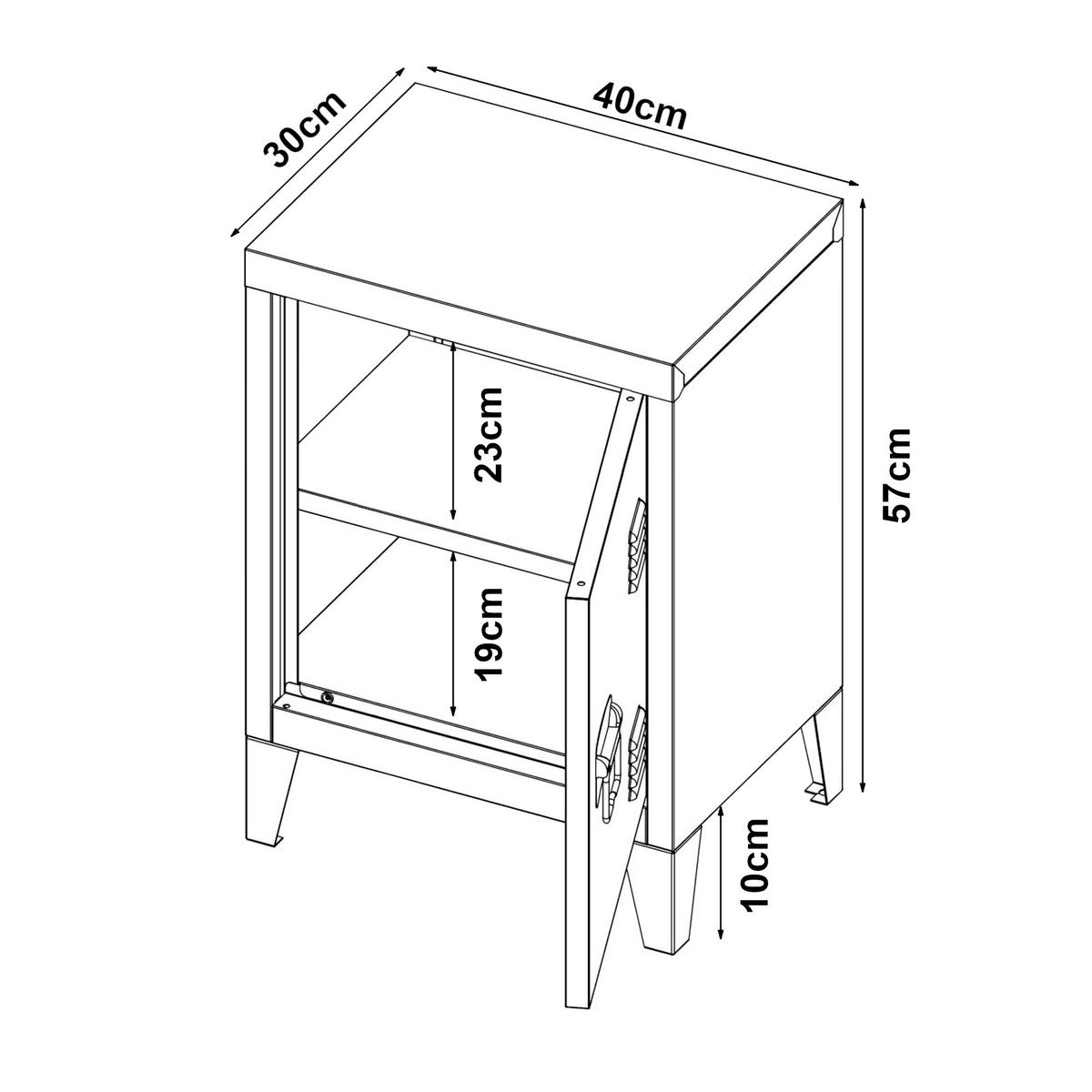 NACHTSCHRANK-SET 2 TLG. Inari - Schwarz, Metall (40/57/30cm) - [en.casa]
