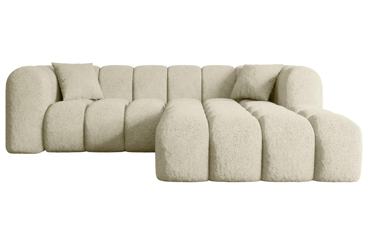 ECKSOFA Ottomane Rechts OLEA-L1 - 231x173x74 cm Beige Bouclé - Beige/Schwarz, Holzwerkstoff/Kunststoff (231/173cm) - ALTDECOR