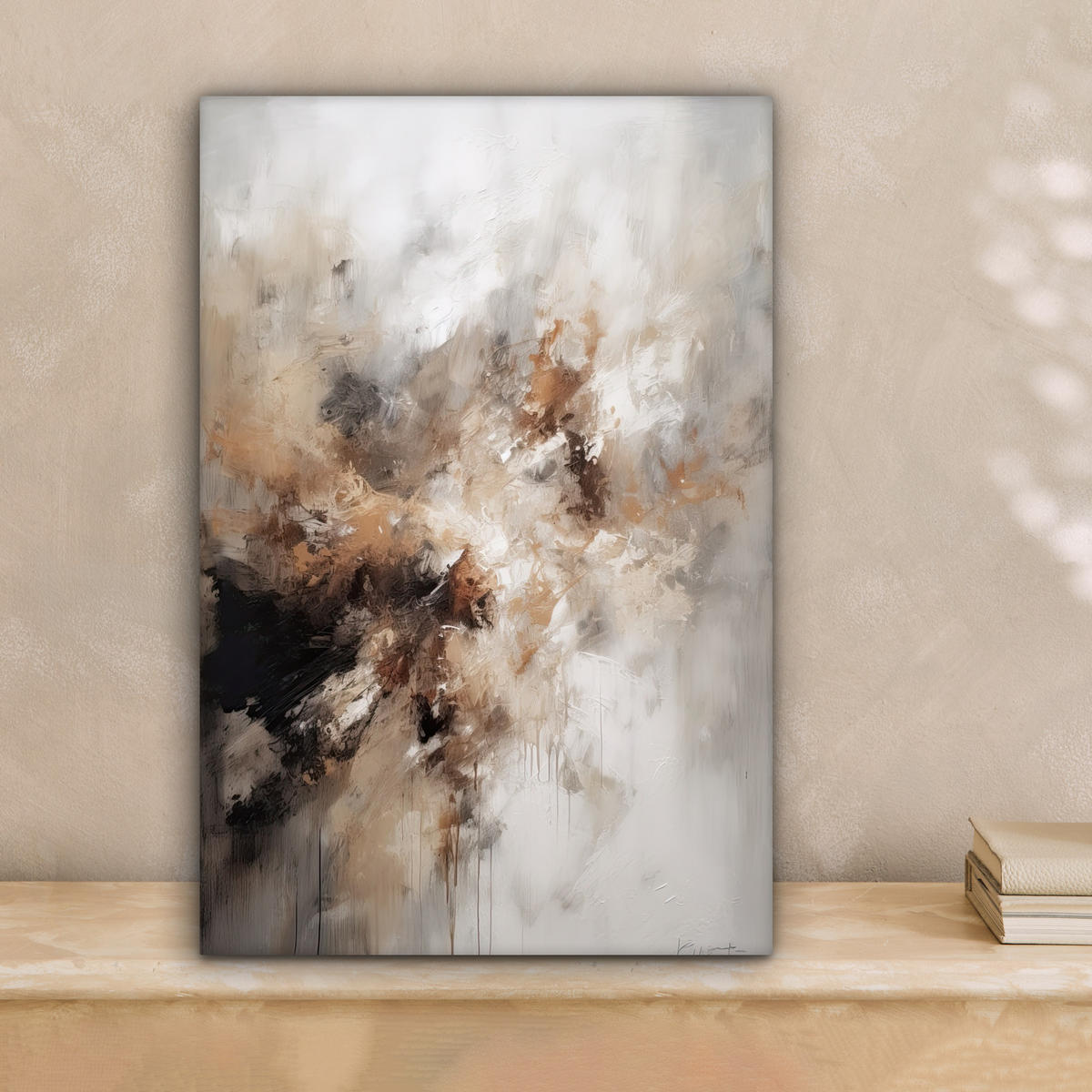 LEINWANDBILD - Farbe - Abstrakt - Beige - Kunst - 20x30 - Bilder - Greige, Textil (20/30cm) - MuchoWow