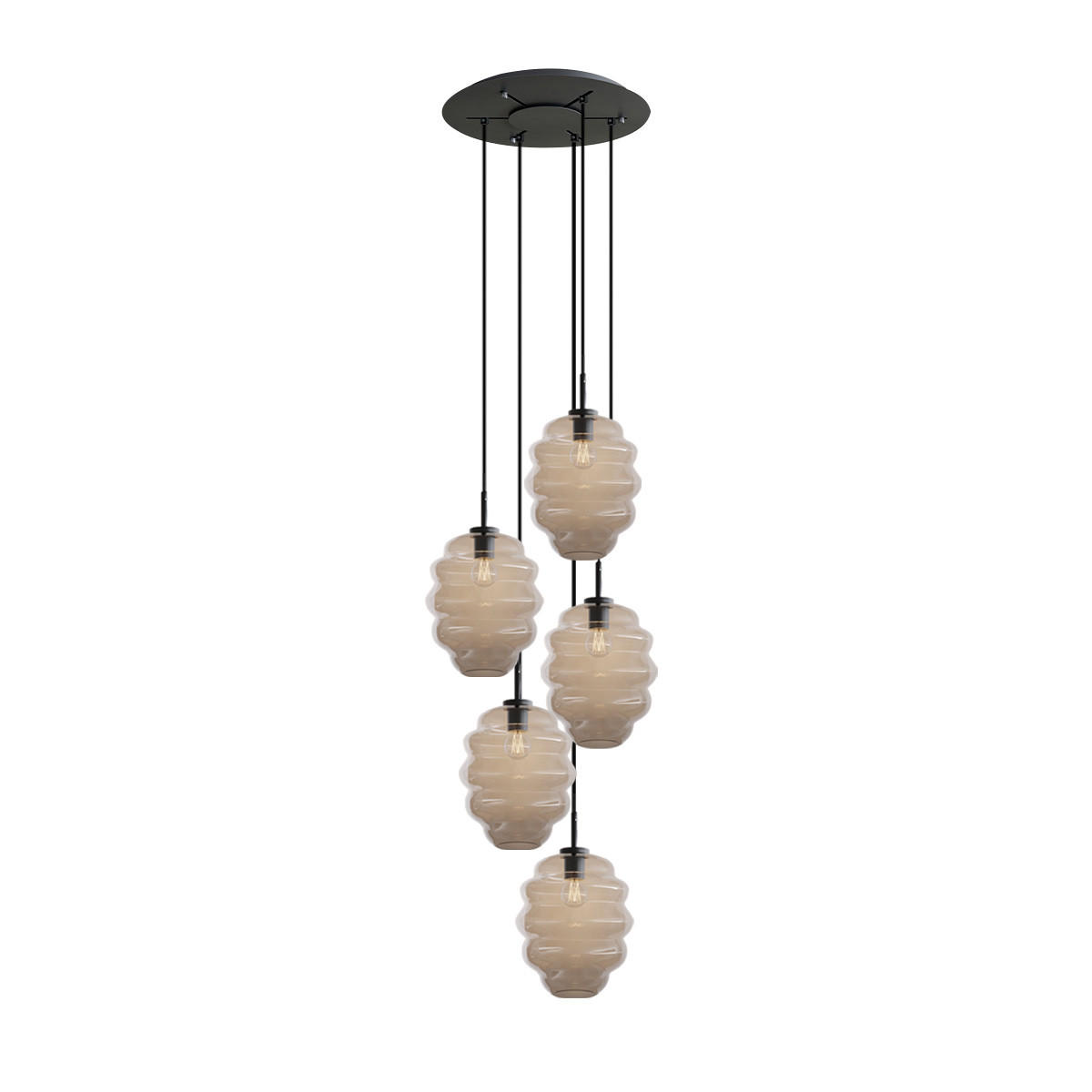 GALERIELEUCHTE Echos 5-flammig Klar Ø 25cm - Klar/Schwarz, Glas (25/25/28cm) - s.luce