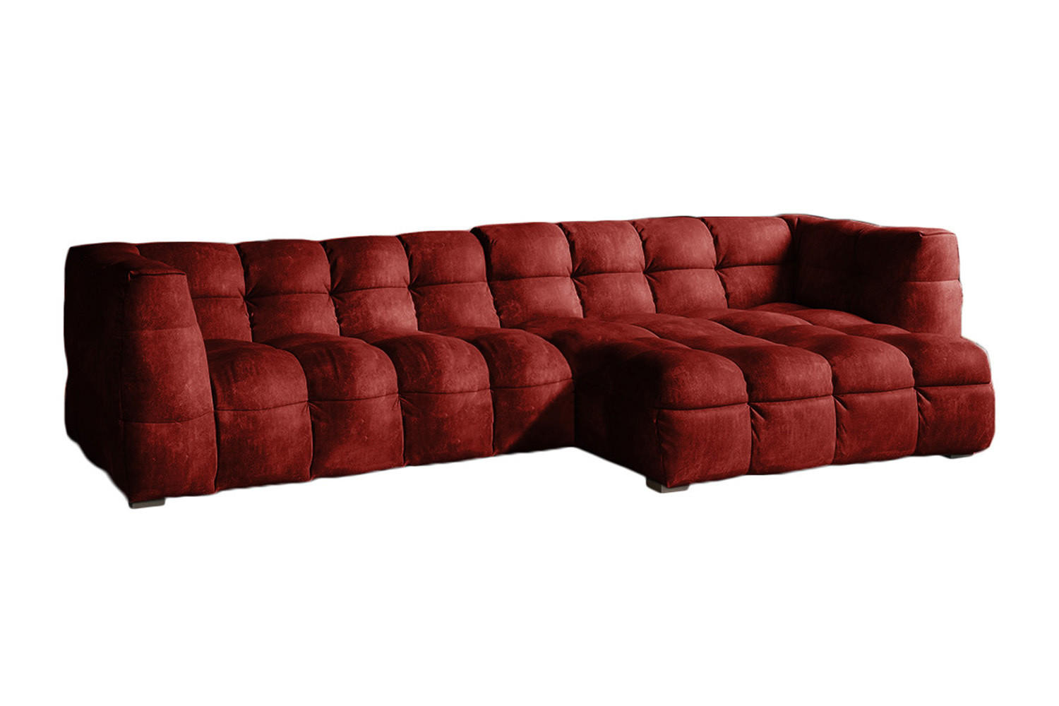 ECKSOFA RIO Bordeaux Velvet - Bordeaux/Schwarz, Textil (319/170cm) - KAWOLA