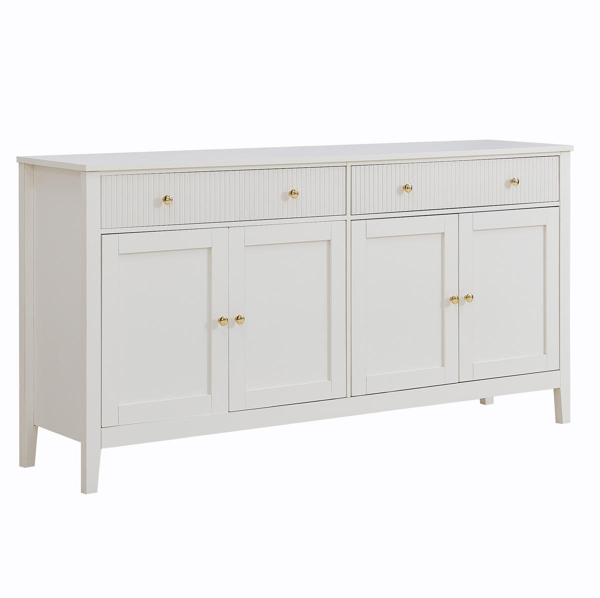 SIDEBOARD 160/40/82 cm weiß aus MDF mit 2 Schubladen und 4 Türen - Weiß, Holzwerkstoff (40/82/160cm) - OKWISH