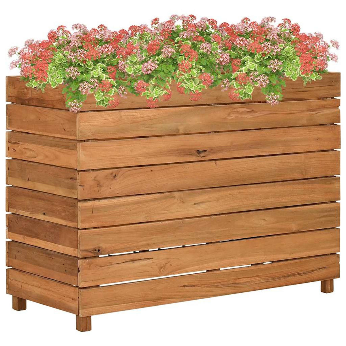 HOCHBEET 100x40x72 cm Teak Altholz und Stahl - Braun, Holz (100/72/40cm)