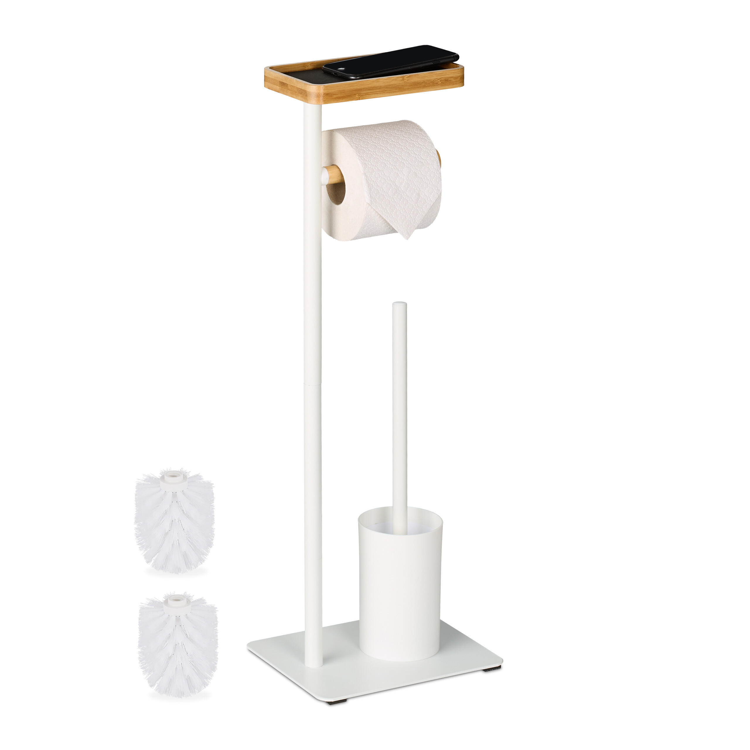 WC-GARNITUR - Hellbraun, Holz/Kunststoff (23/65/18cm) - Relaxdays