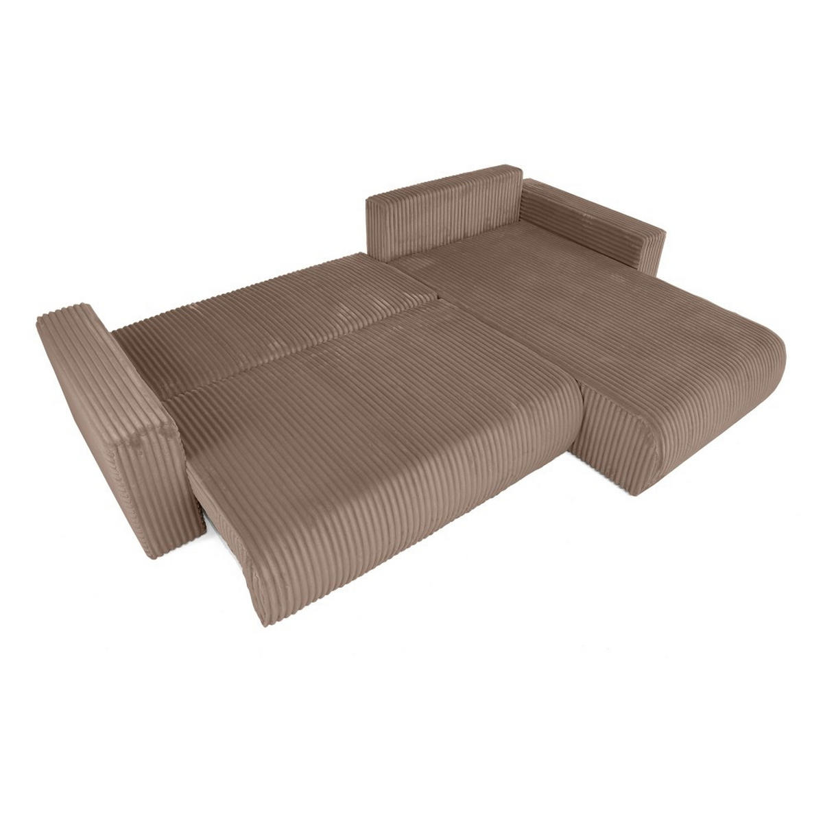 ECKSCHLAFSOFA Porto mit universelle Ottomane, Hellbraun - Hellbraun/Schwarz, Textil (288/190cm) - Beautysofa