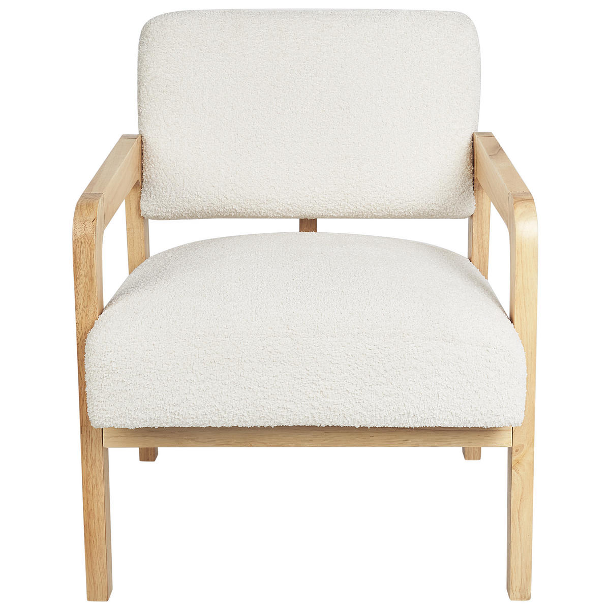 SESSEL Bouclé Cremeweiß Hjo - Hellbraun/Weiß, Textil (61/76/68cm) - Beliani