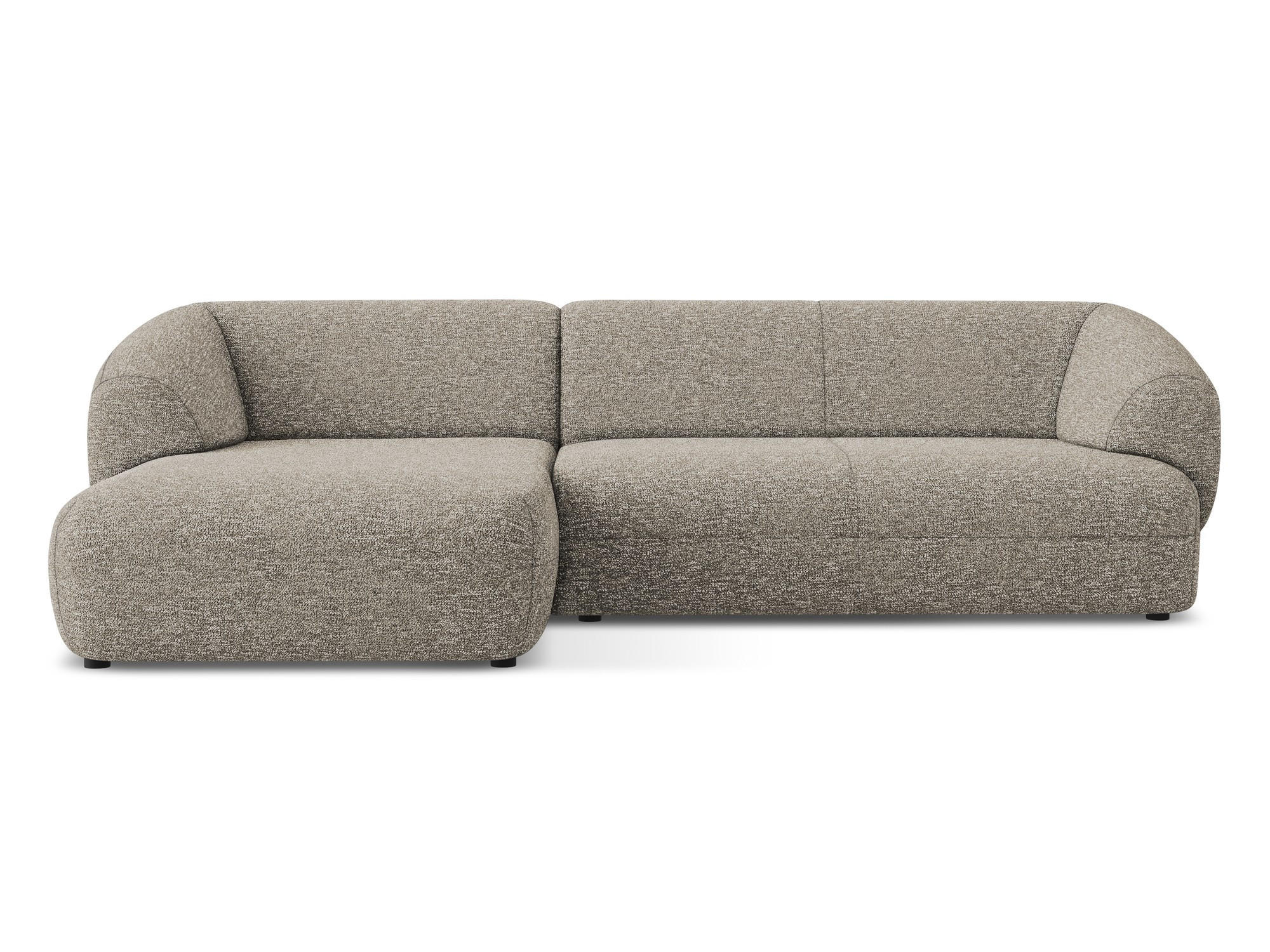 ECKSOFA links Strukturstoff Stoff Beige - Greige/Beige, Kunststoff/Textil (156/280cm) - Makamii