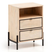 NACHTTISCH – Mango Massivholz/Metall, 43x60x30 cm, 2 Schubladen, braun - Schwarz/Braun, Holz/Metall (43/60/50cm) - KADIMA DESIGN