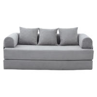 SCHLAFSOFA 200/94/67 cm Hellgrau mit Seitentaschen plus und 3 Kissen - Hellgrau, Textil (200/67/94cm) - Oxeza