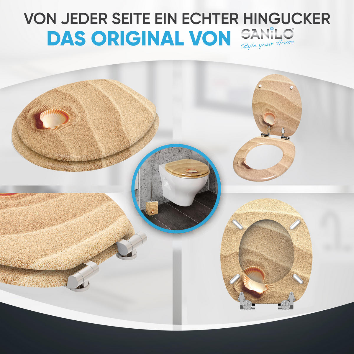 WC-SITZ mit Absenkautomatik Clam - Braun, Holzwerkstoff (38/6/47cm) - Sanilo