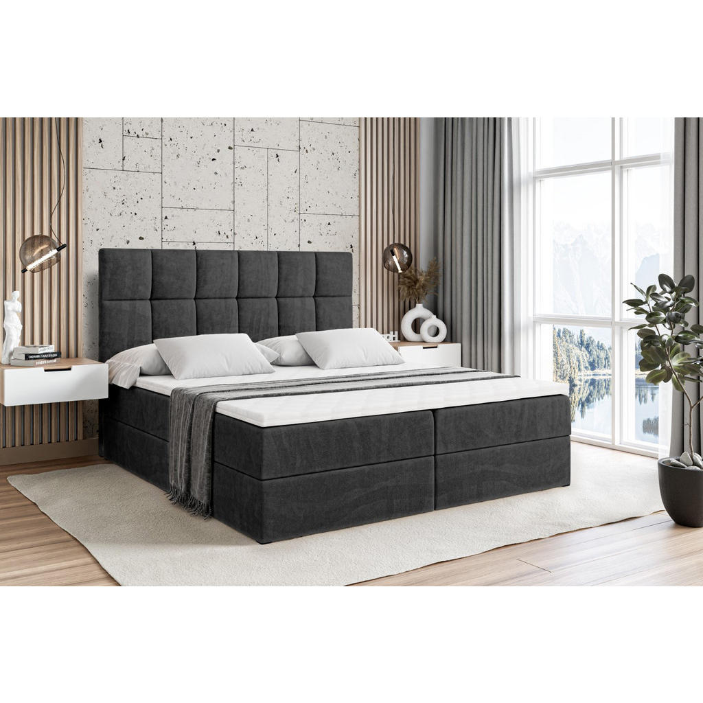 Thumbnail - Altdecor Boxbett, Schwarz, Holzwerkstoff, Höhe ca. 20 cm, 140x200 cm, Schlafzimmer, Betten, Boxspringbetten