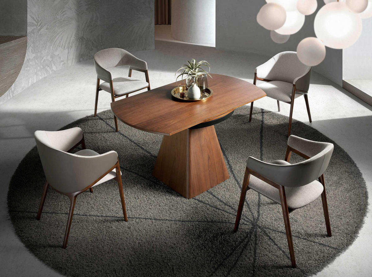 ESSTISCH Ausziehbarer Esstisch runde Walnuss Ø140/80/75 cm - Walnussfarben/Schwarz, Holz/Metall (80/140/75cm) - ANGEL CERDA