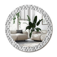 SPIEGEL Rund Ø 70 cm mit Aufdruck - Schwarz, Glas (70/70/0.4cm) - Wallfluent