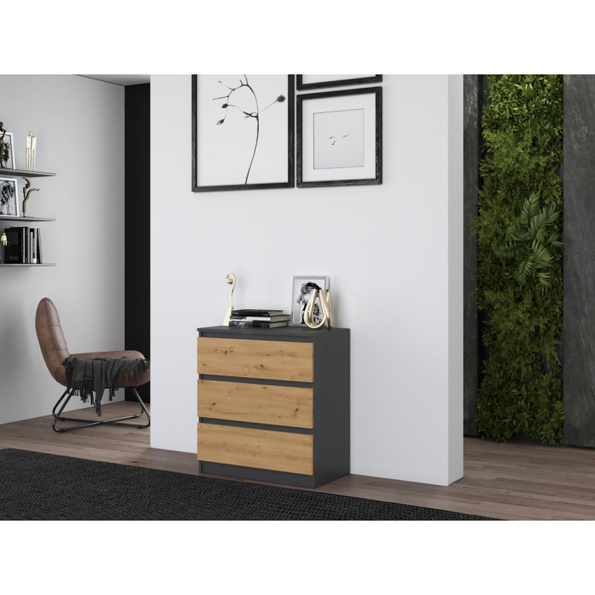 KOMMODE Anthrazit, Artisan 70/75/40 - Anthrazit, Holzwerkstoff (70/75/40cm) - RAUMHIRSCH FURNITURE