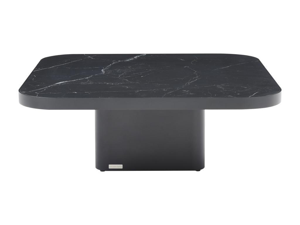 COUCHTISCH - Keramik, Glas & Metall - Marmor-Optik Schwarz - NALESIA - Schwarz, Glas (90/90/33cm) - Vente-Unique