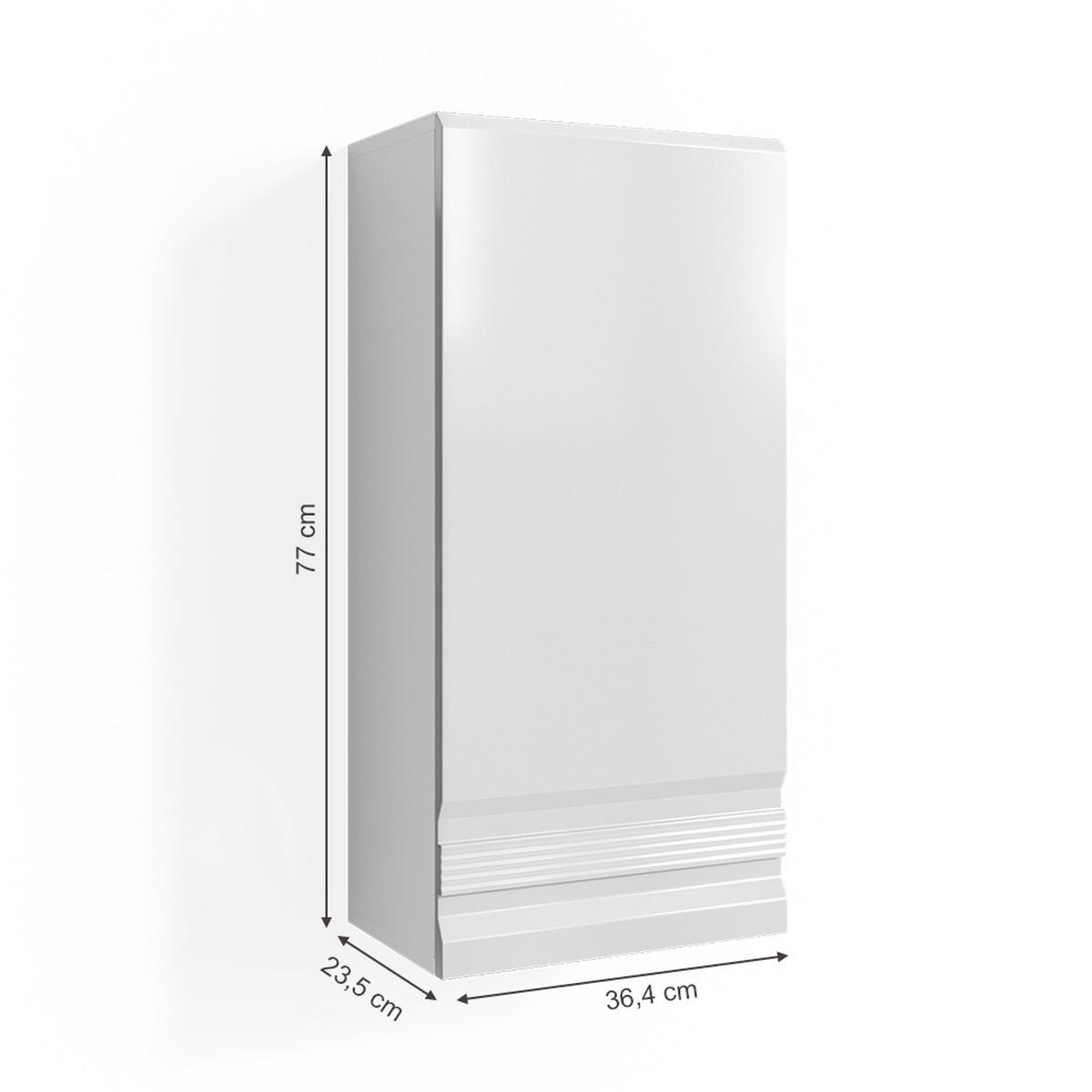 BADSCHRANK Fredd Weiß 77 x 36.4 cm - Weiß Hochglanz/Weiß, Holzwerkstoff (77/36.4/23.5cm) - Vicco