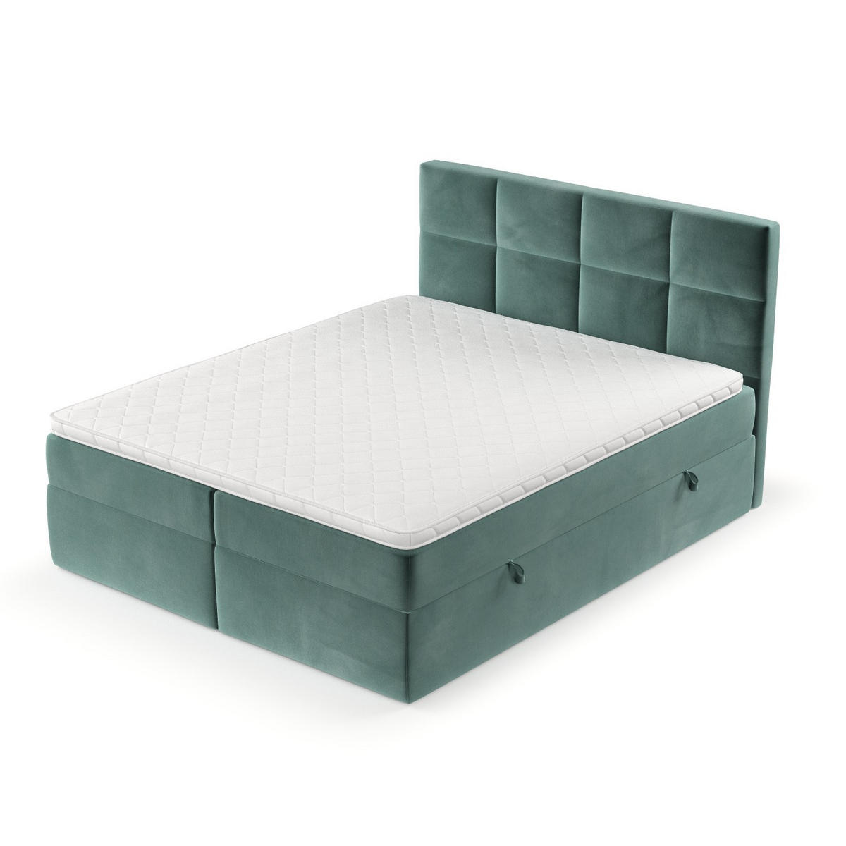 BOXBETT Oris 140/200 cm Türkis im Kronos Stoff - Türkis/Schwarz, Holz/Holzwerkstoff (140/200cm) - AltaBeds