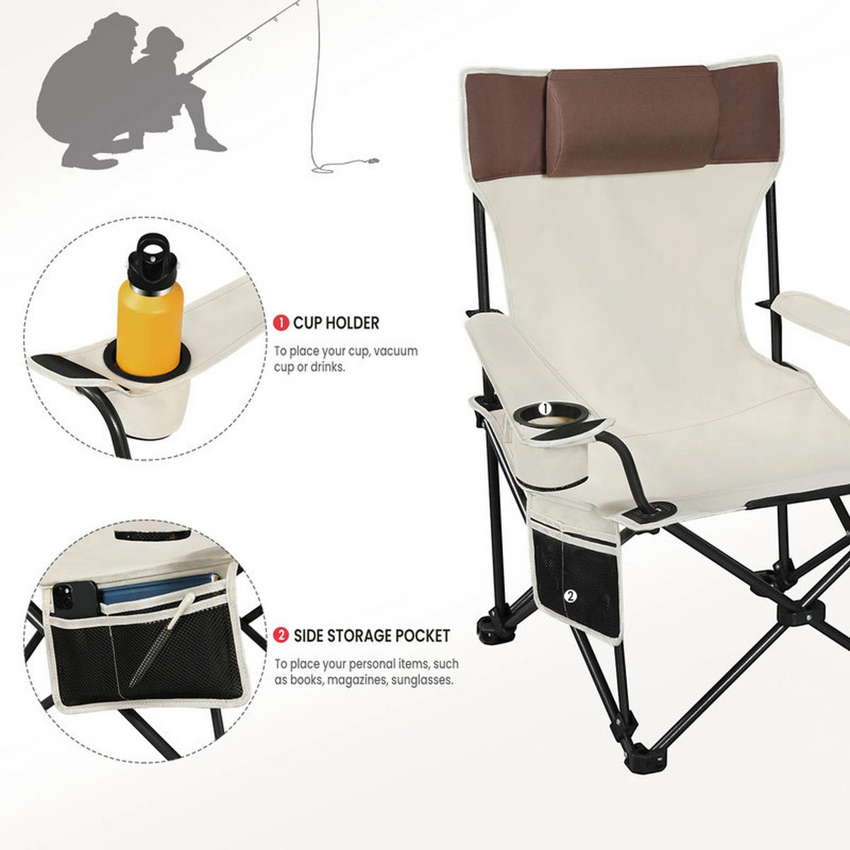 GARTEN-RELAXLIEGE Tragbar 101 × 83 × 70cm, Beige - Beige, Textil (83/70/101cm)