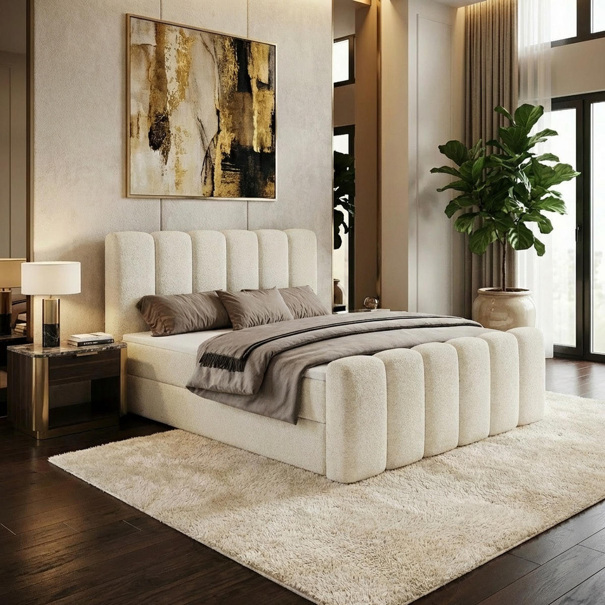 BOXBETT Nola mit Topper Creme 160x200 - Creme, Textil (160/200cm) - Luxkor24