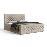 BOXBETT 12 140 x 200 cm - Manila - Modernes Polsterbett mit Bettkasten inkl. PU-Schaum-Topper und Federmechanismus - Beige, Holz (140/200cm) - ROYAL24_MARKT