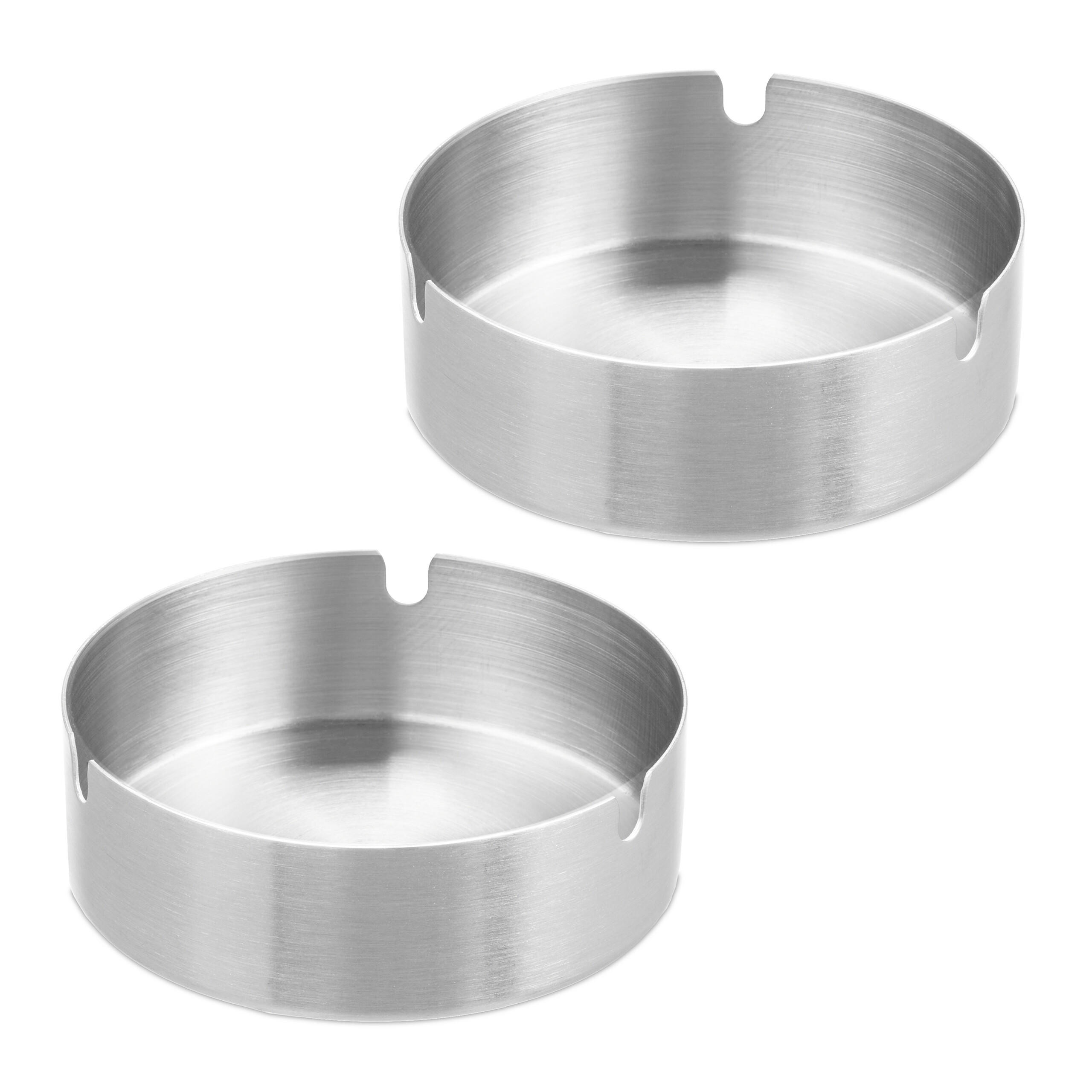 2xASCHENBECHER - Silberfarben, Metall (10cm) - Relaxdays
