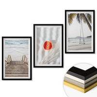 WANDBILDER 3er-Set - 40x60 cm Schwarzer Rahmen - Strandtreppe aus Holz, Urlaub - Schwarz, Kunststoff (40/60cm) - ArtPrintCave