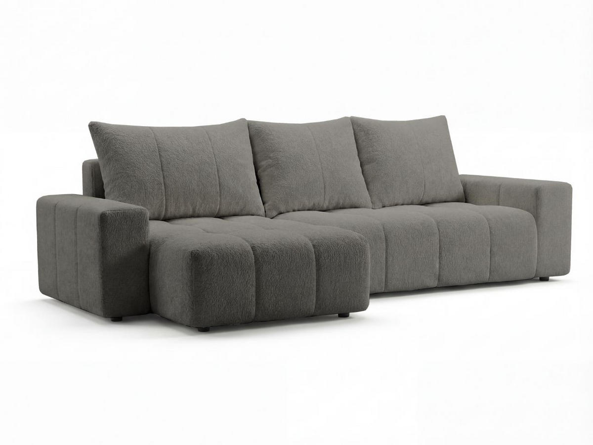 ECKSOFA Bresso Bouclé-Stoff Grau - Grau, Holz/Textil (255/168cm) - Graingold