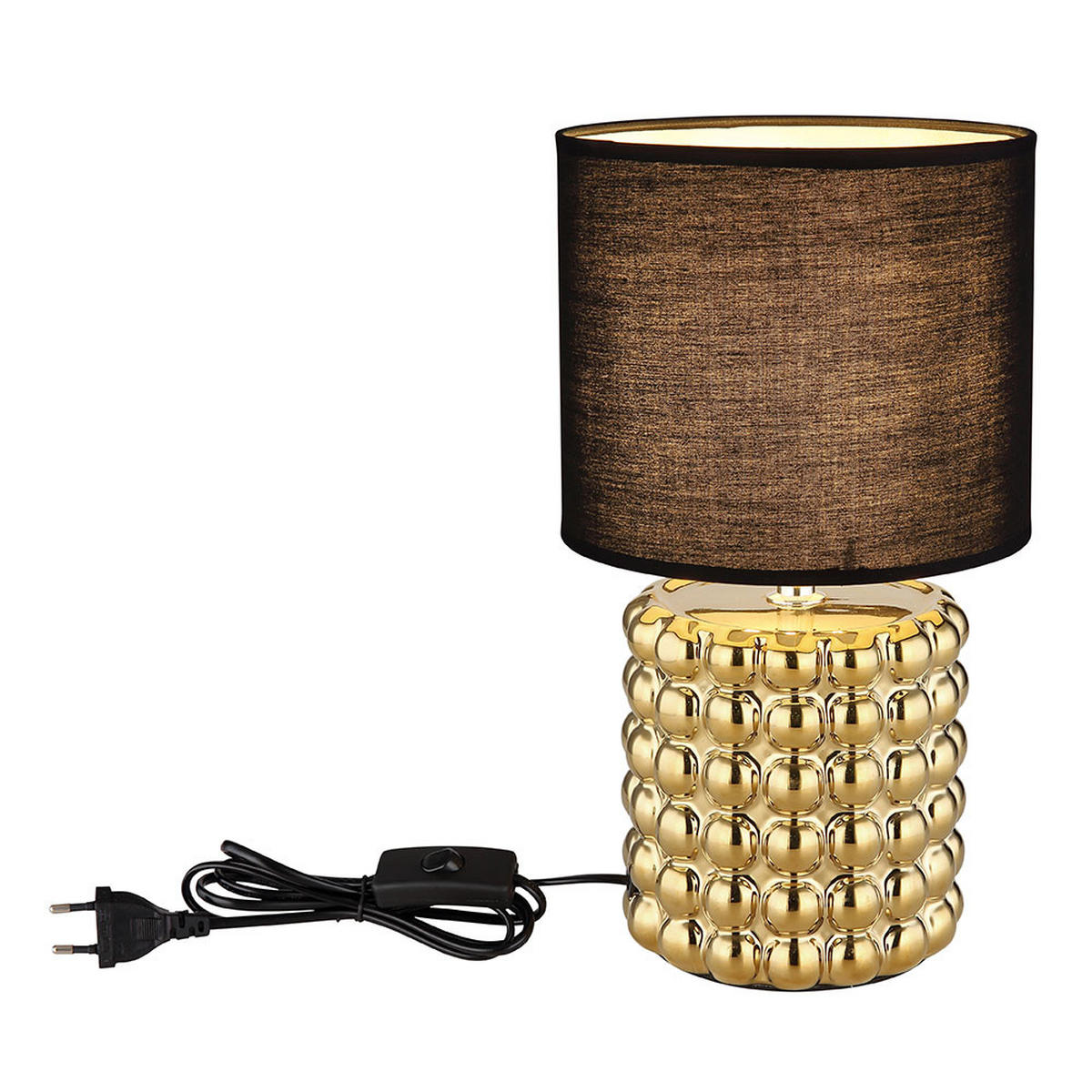 TISCHLEUCHTE Keramik Gold Schwarz 2er Set - Goldfarben, Textil (18.5/18.5/33cm) - Globo Lighting