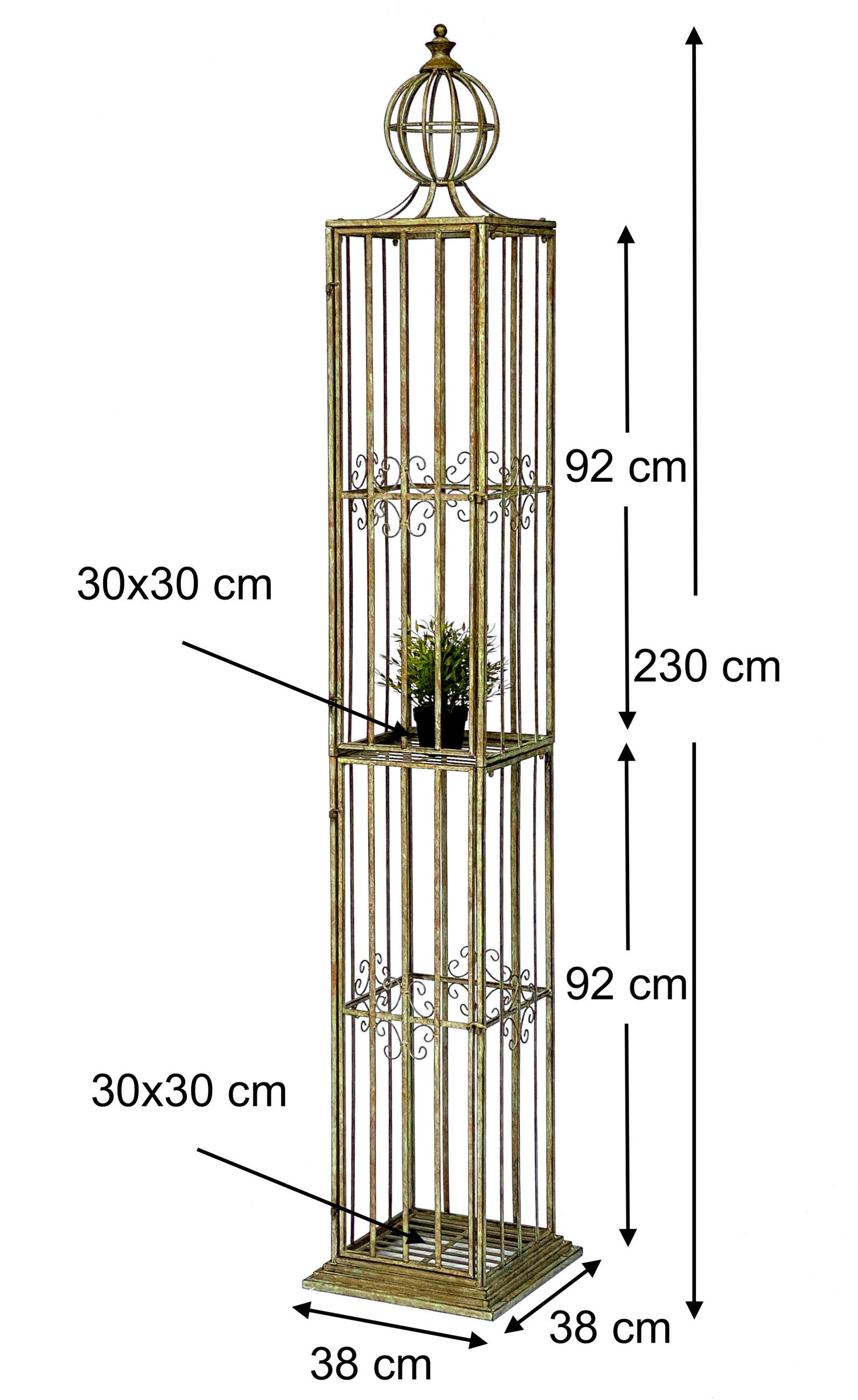 ROSENSÄULE Rosenturm Rankhilfe Metall 230 cm - Grün, Metall (38/230/38cm) - DanDiBo
